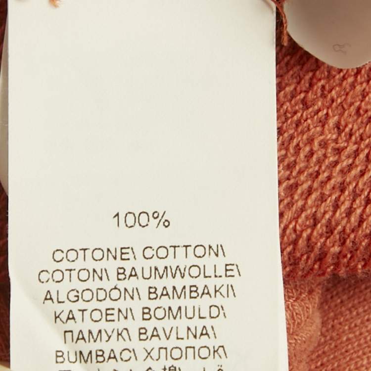 Pre Owned Brunello Cucinelli Orange Printed Cotton Hoodie S