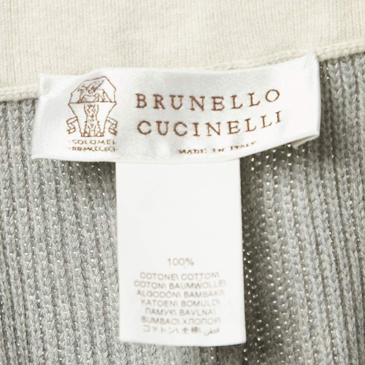 مملوكة مسبقًا Brunello Cucinelli Grey Cotton Rib Knit Shorts XL