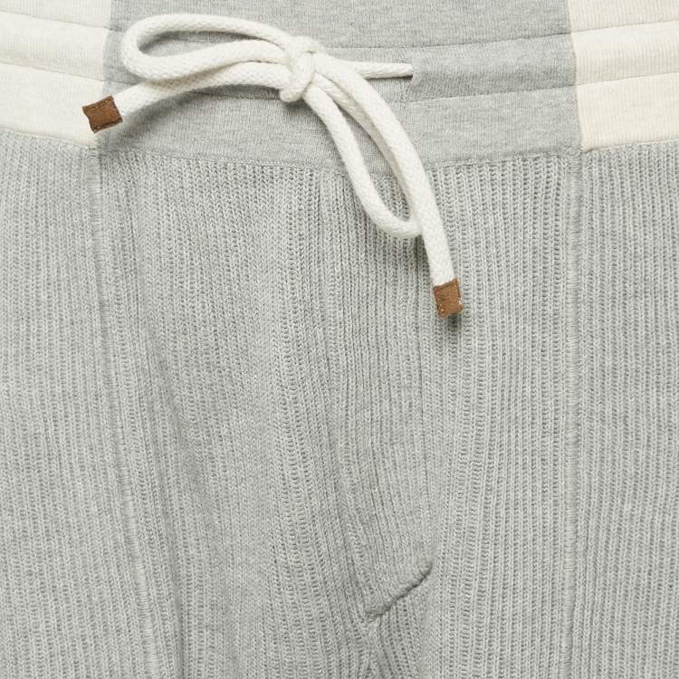 مملوكة مسبقًا Brunello Cucinelli Grey Cotton Rib Knit Shorts XL