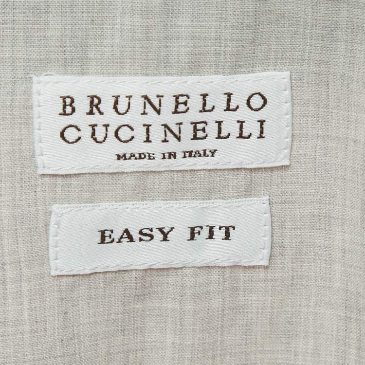 Pre Owned Brunello Cucinelli Pink Linen Easy Fit Shirt L