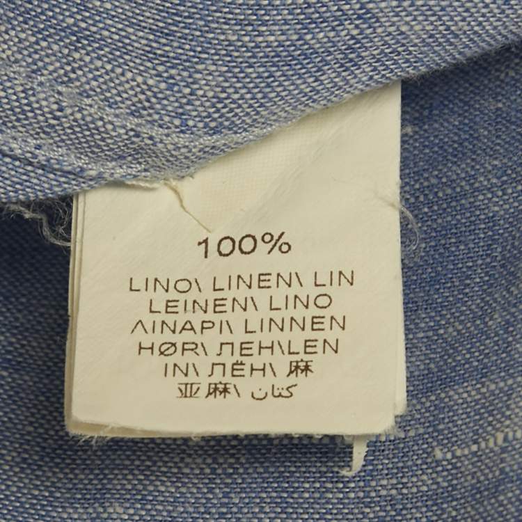 Pre Owned Brunello Cucinelli Blue Linen Long Sleeve Shirt M