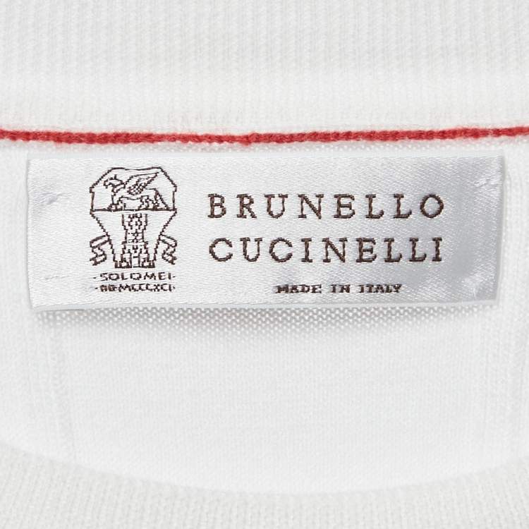 مملوكة مسبقًا Brunello Cucinelli White Cotton Knit Crewneck T-Shirt M