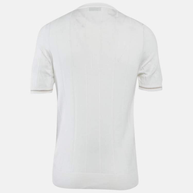 مملوكة مسبقًا Brunello Cucinelli White Cotton Knit Crewneck T-Shirt M