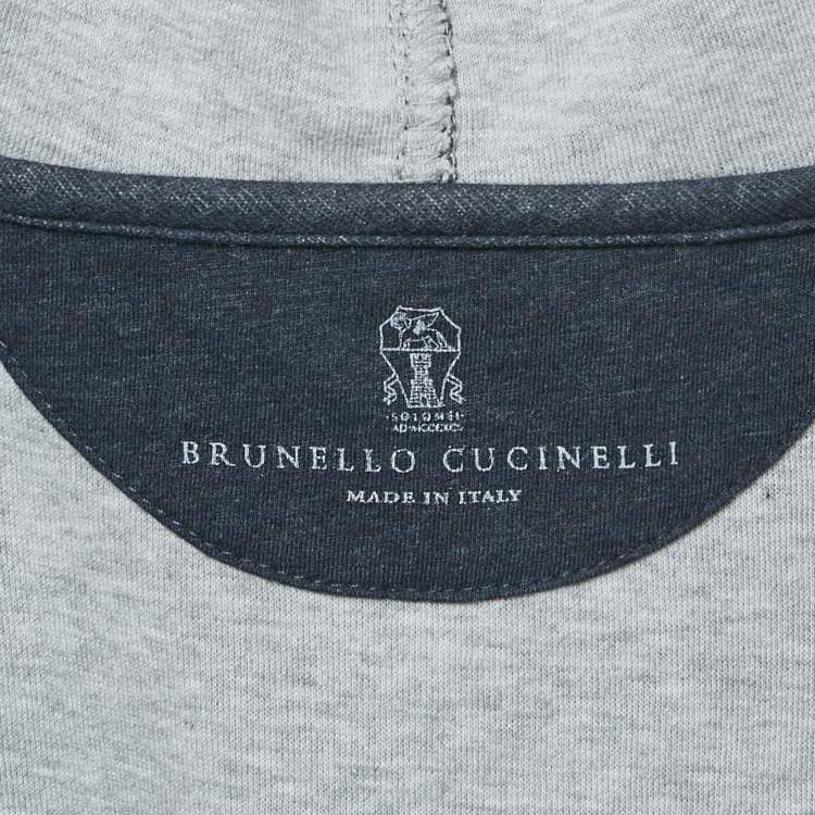 مملوكة مسبقًا Brunello Cucinelli Blue Cotton Jersey Hooded Vest M