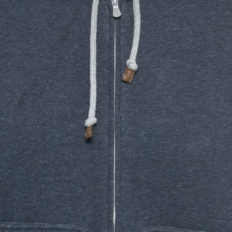 مملوكة مسبقًا Brunello Cucinelli Blue Cotton Jersey Hooded Vest M