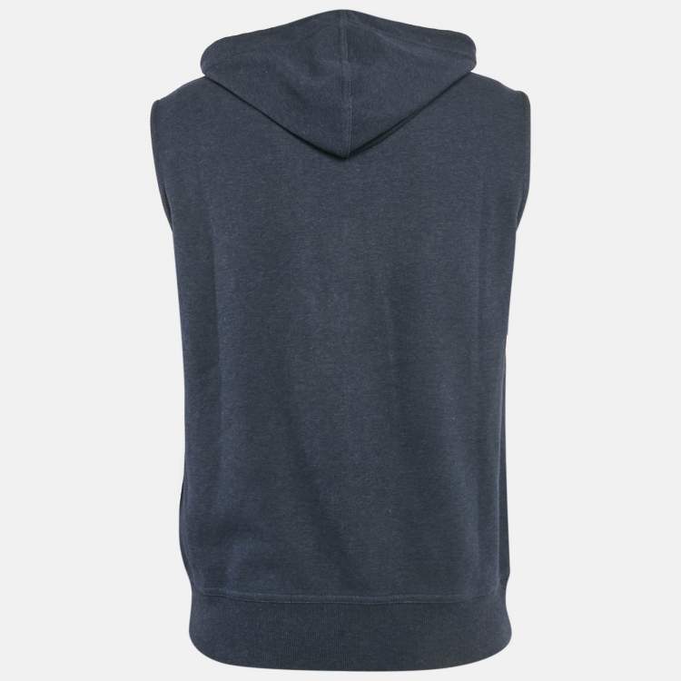 مملوكة مسبقًا Brunello Cucinelli Blue Cotton Jersey Hooded Vest M