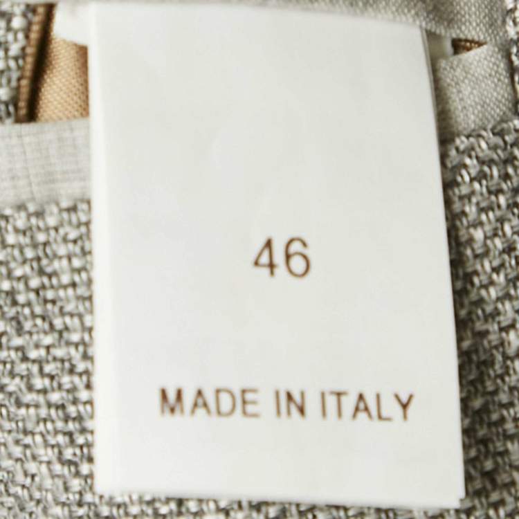 Pre Owned Brunello Cucinelli Grey Linen Regular Fit Blazer S