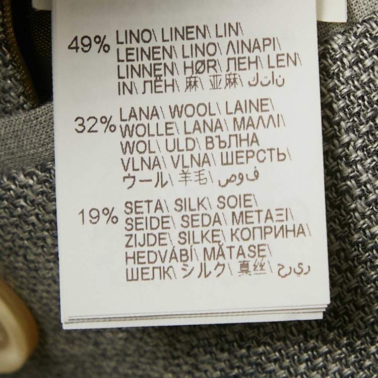 Pre Owned Brunello Cucinelli Grey Linen Regular Fit Blazer S