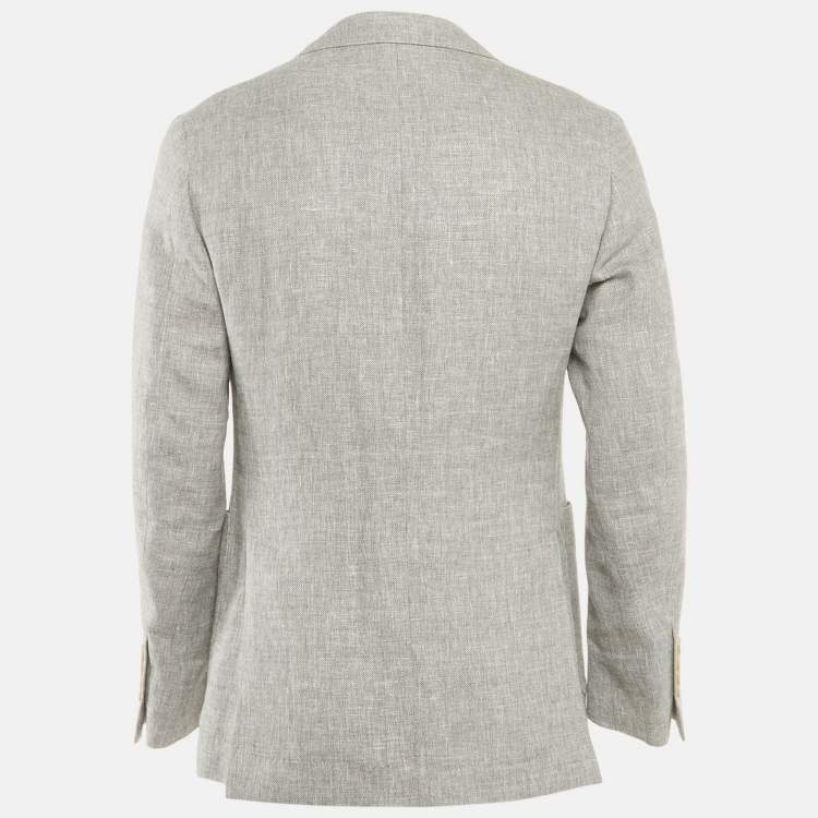 Pre Owned Brunello Cucinelli Grey Linen Regular Fit Blazer S