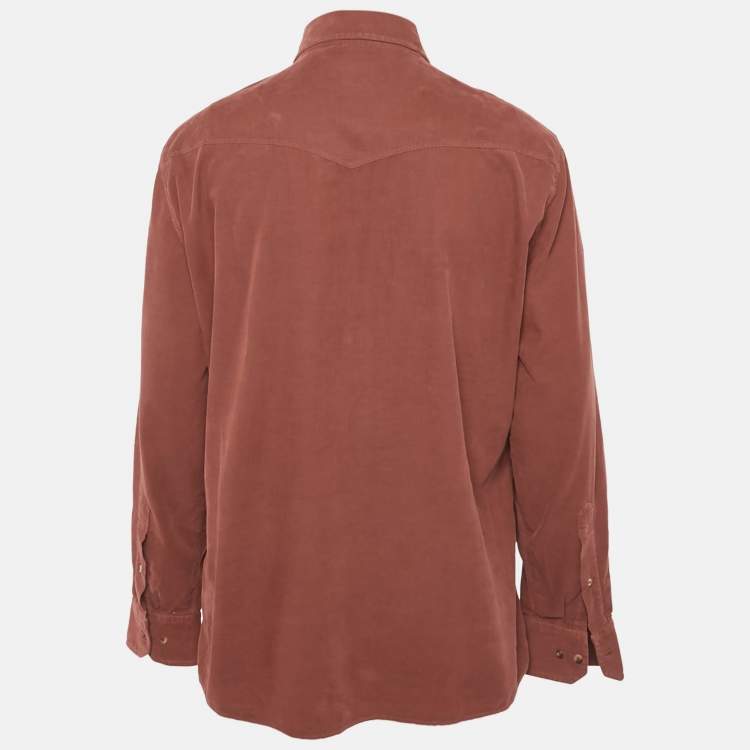 Pre Owned Brunello Cucinelli Burnt Orange Corduroy Easy Fit Shirt XXL