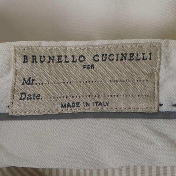 Pre Owned Brunello Cucinelli White Cotton Drill Regular Fit Trousers M