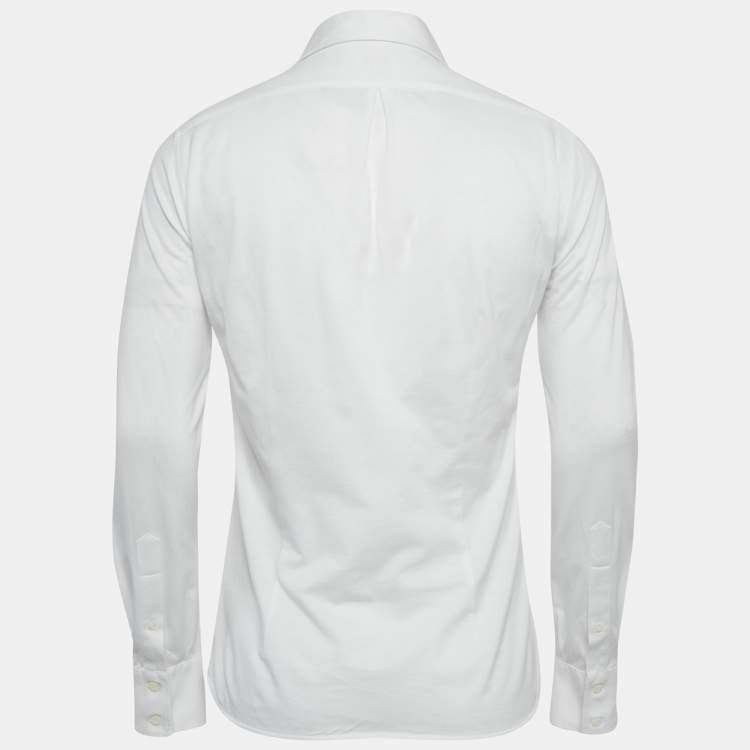 Pre Owned Brunello Cucinelli White Cotton Slim Fit Shirt XS