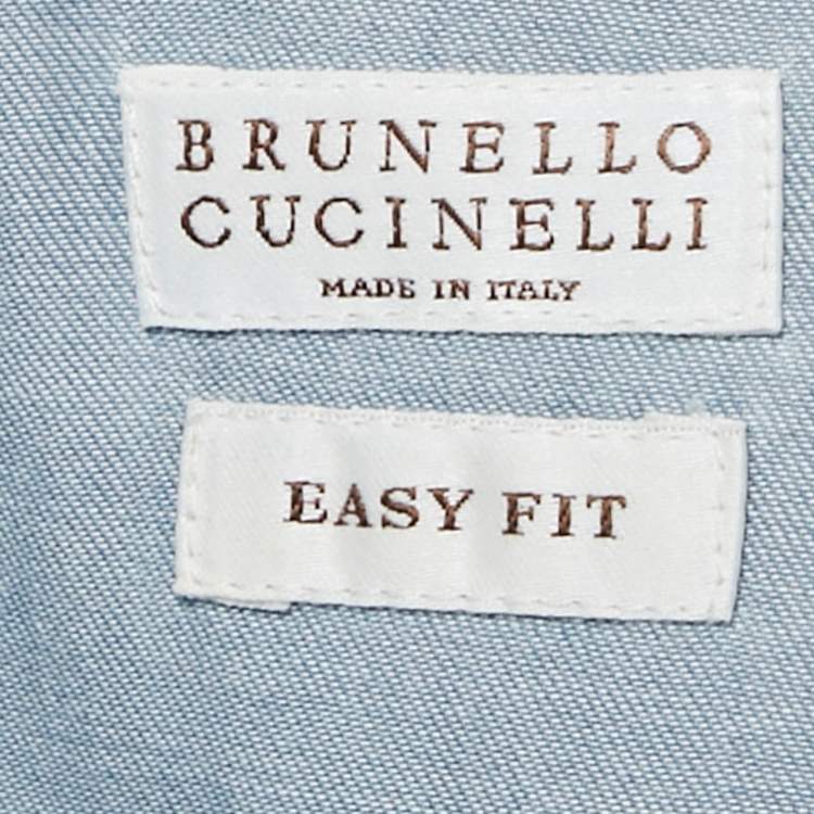 Pre Owned Brunello Cucinelli Blue Chambray Easy Fit Shirt M