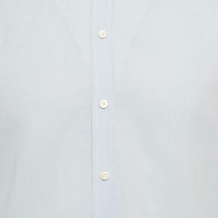 Pre Owned Brunello Cucinelli Light Blue Cotton Slim Fit Shirt S