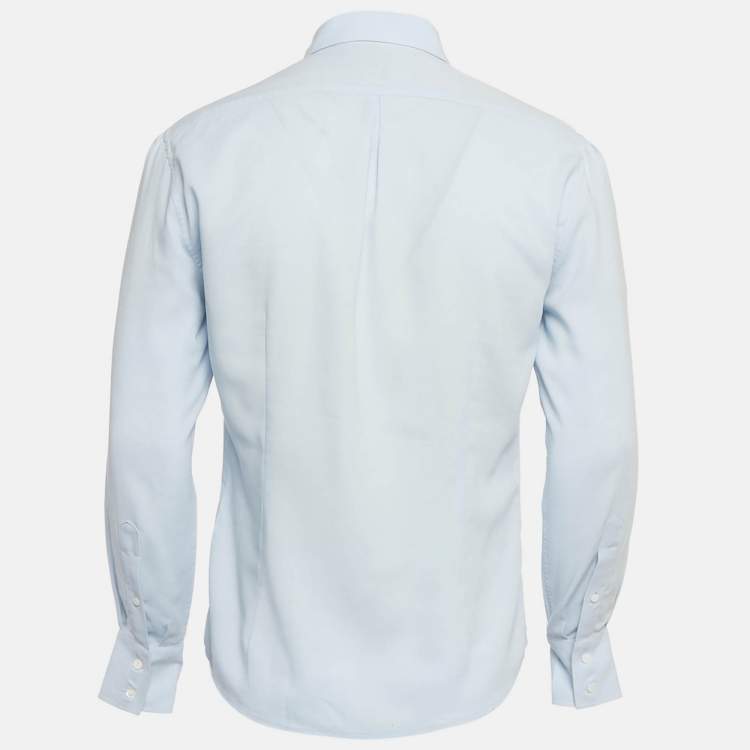 Pre Owned Brunello Cucinelli Light Blue Cotton Slim Fit Shirt S