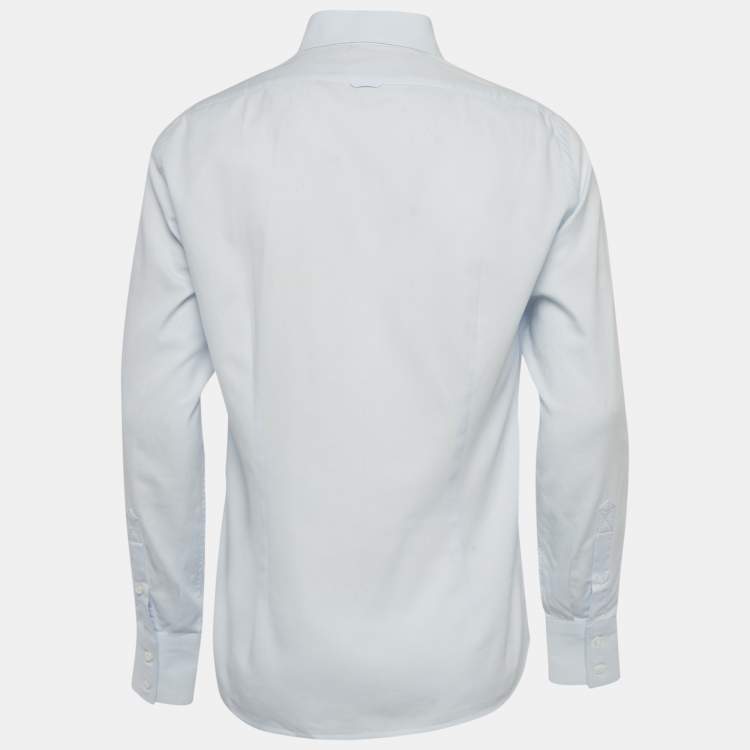 Pre Owned Brunello Cucinelli Blue Cotton Italian Fit Shirt M