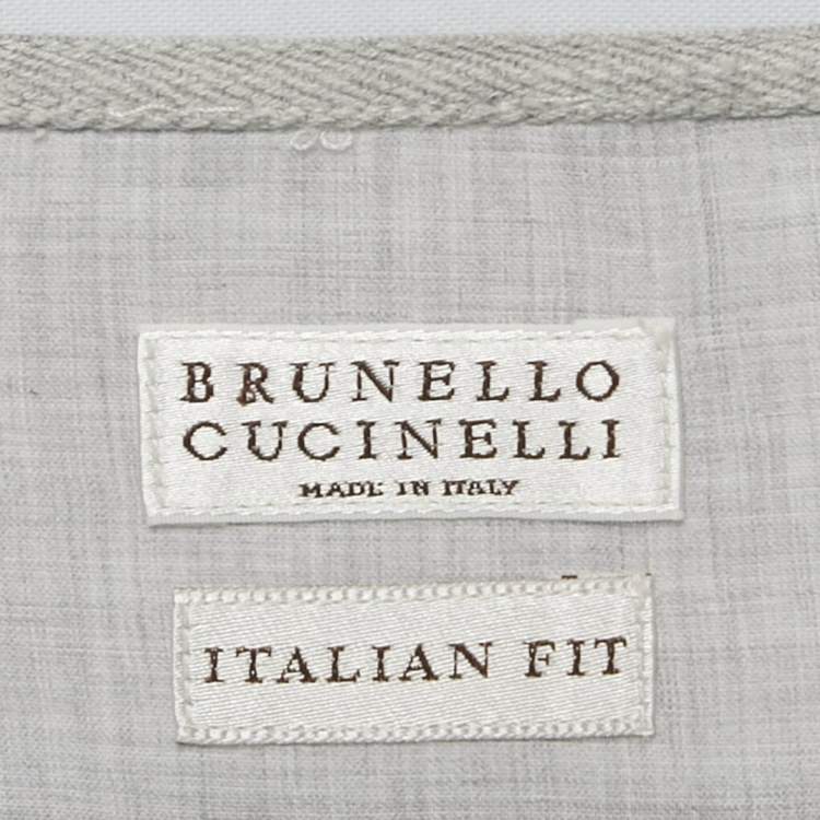 Pre Owned Brunello Cucinelli Blue Cotton Italian Fit Shirt M