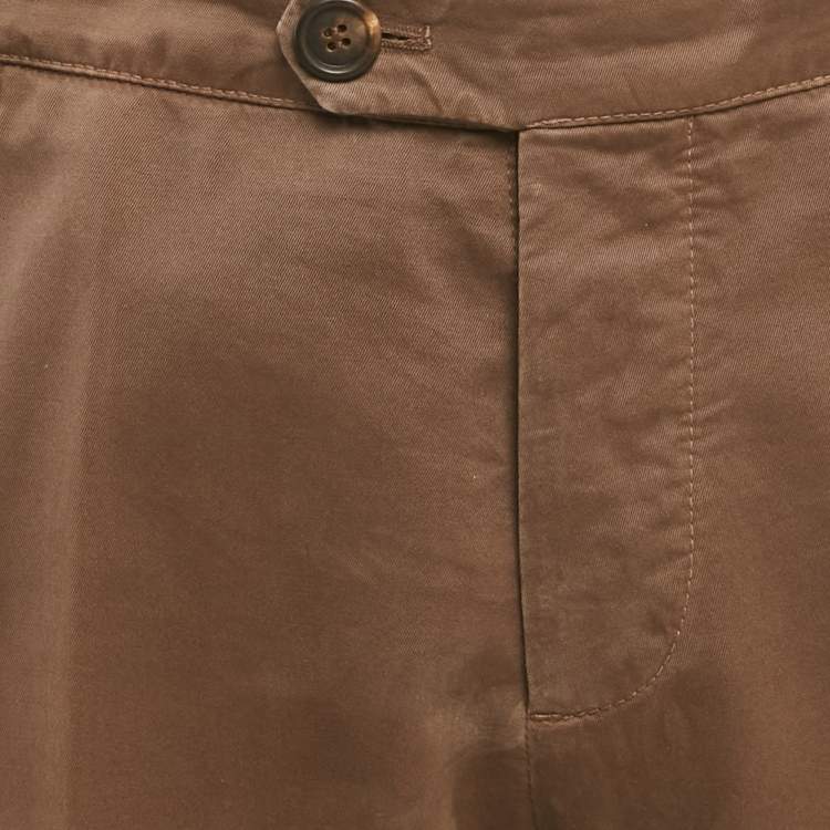 Pre Owned Brunello Cucinelli Brown Gabardine Straight Fit Pants M/Waist 34"