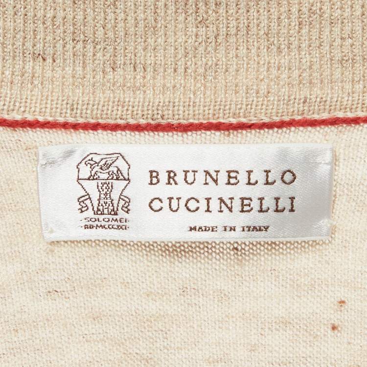 Pre Owned Brunello Cucinelli Beige Linen Blend Polo T-Shirt XXL
