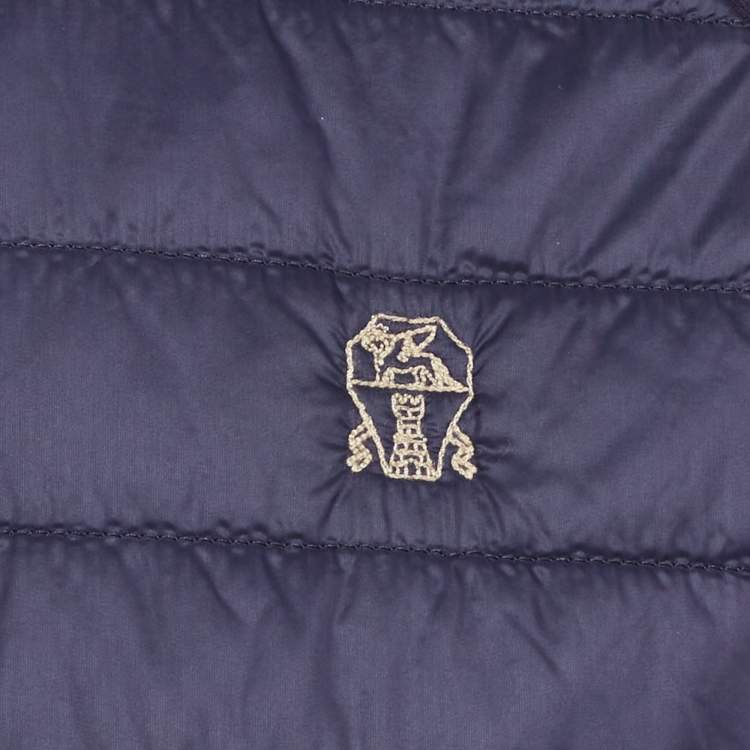 Pre Owned Brunello Cucinelli Navy Blue Nylon Hooded Jacket XS