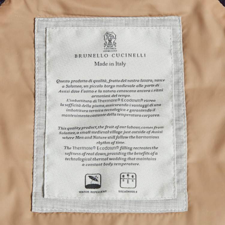 Pre Owned Brunello Cucinelli Navy Blue Nylon Hooded Jacket XS