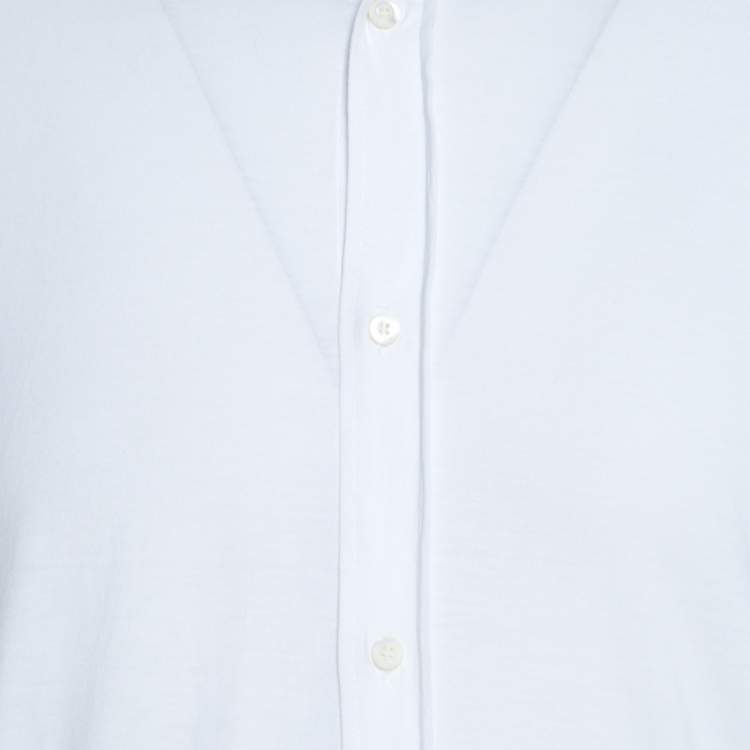 Pre Owned Brunello Cucinelli White Cotton Jersey Long Sleeve Slim Fit Shirt XL