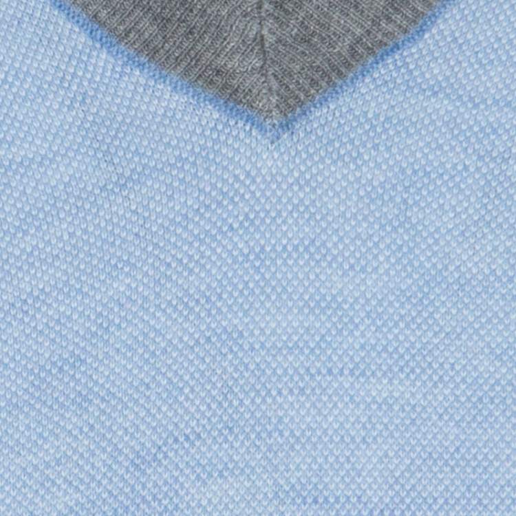 Pre Owned Brunello Cucinelli Light Blue Cotton V Neck Sweater 4XL