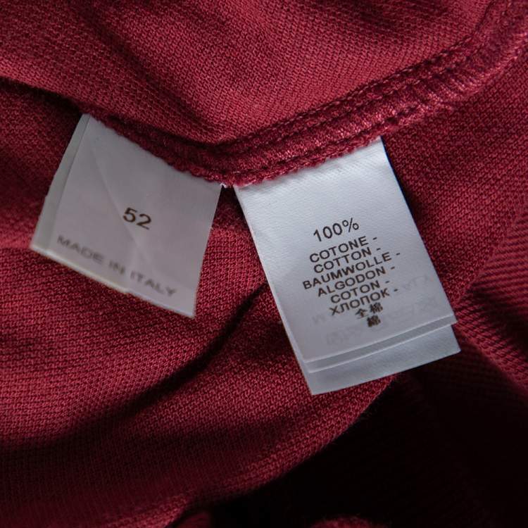 Pre Owned Brunello Cucinelli Maroon Cotton Denim Collar Detail Regular Fit T-Shirt L