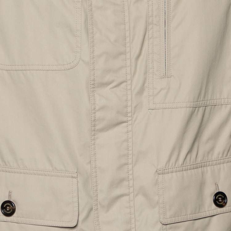 Pre Owned Brunello Cucinelli Beige Cotton & Synthetic Hooded Cargo Jacket XL
