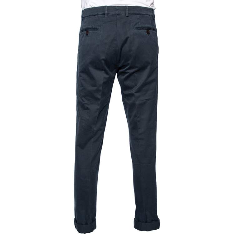 Pre Owned Brunello Cucinelli Dyed Blue Cotton Pants M
