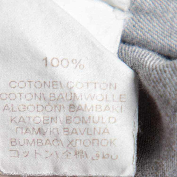 Pre Owned Brunello Cucinelli Grey Chambray Button Front Leisure Fit Shirt M