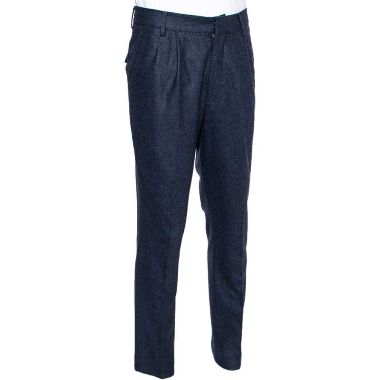 Pre Owned Brunello Cucinelli Dark Blue Wool Pants L