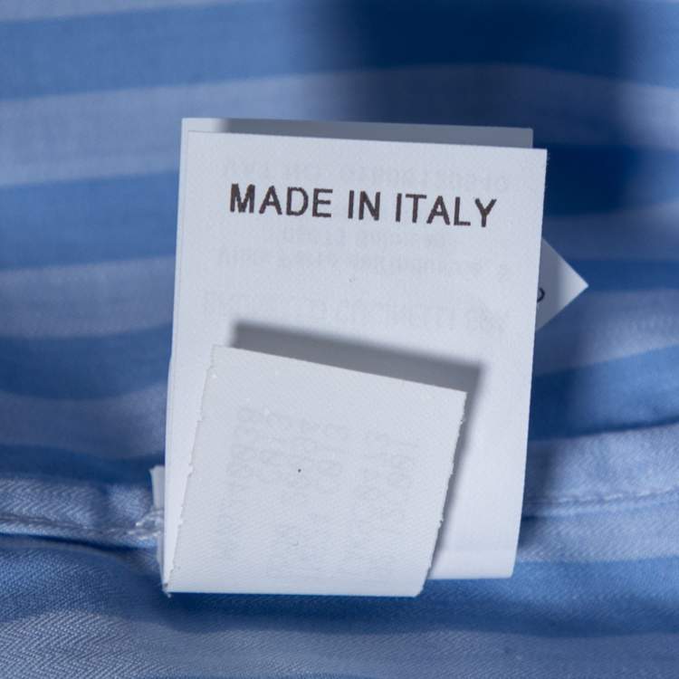 Pre Owned Brunello Cucinelli Blue Striped Cotton Button Down Shirt S