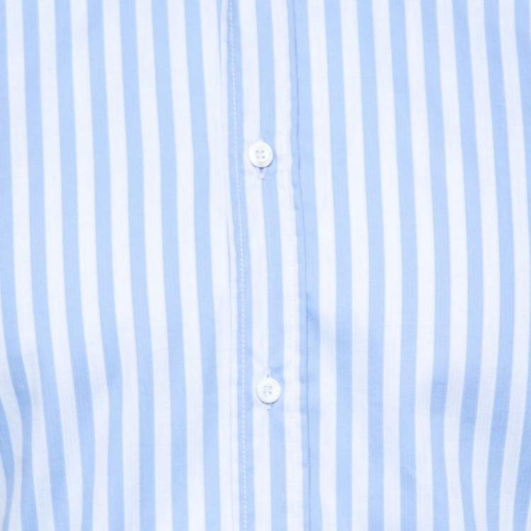 Pre Owned Brunello Cucinelli Blue Striped Cotton Button Down Shirt S