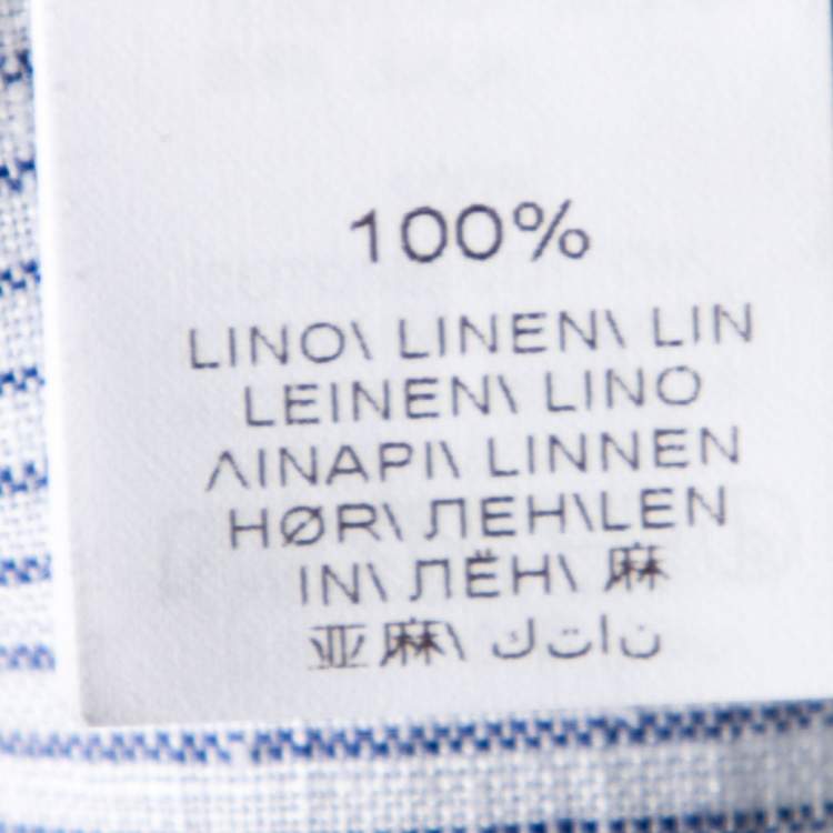 Pre Owned Brunello Cucinelli Blue Stripe Linen Button Front Shirt XXL
