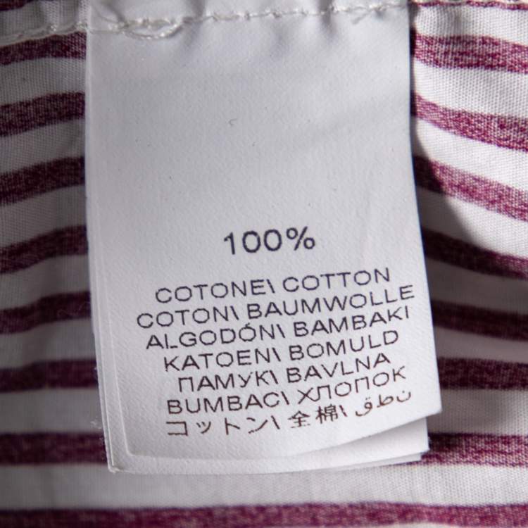 Pre Owned Brunello Cucinelli White and Burgundy Striped Button Down Shirt XXL