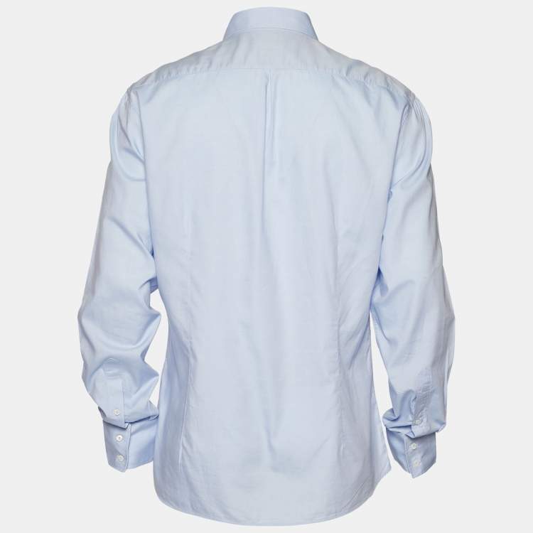 Pre Owned Brunello Cucinelli Blue Cotton Button Front Shirt XXL