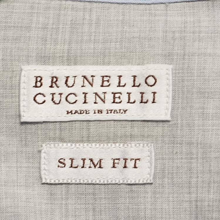 Pre Owned Brunello Cucinelli Blue Cotton Button Front Shirt XXL