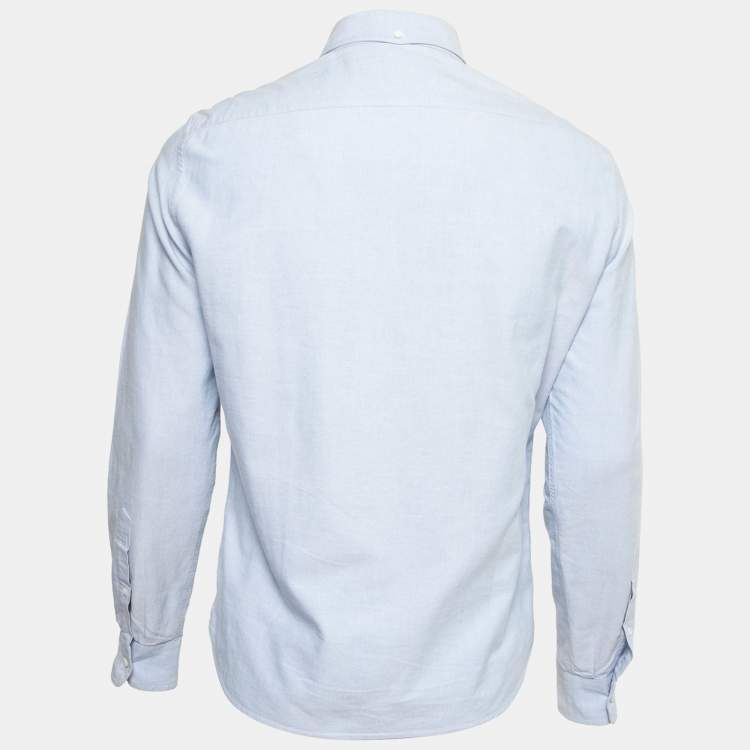 Pre Owned Brunello Cucinelli Blue Cotton Button Down Leisure Fit Shirt S