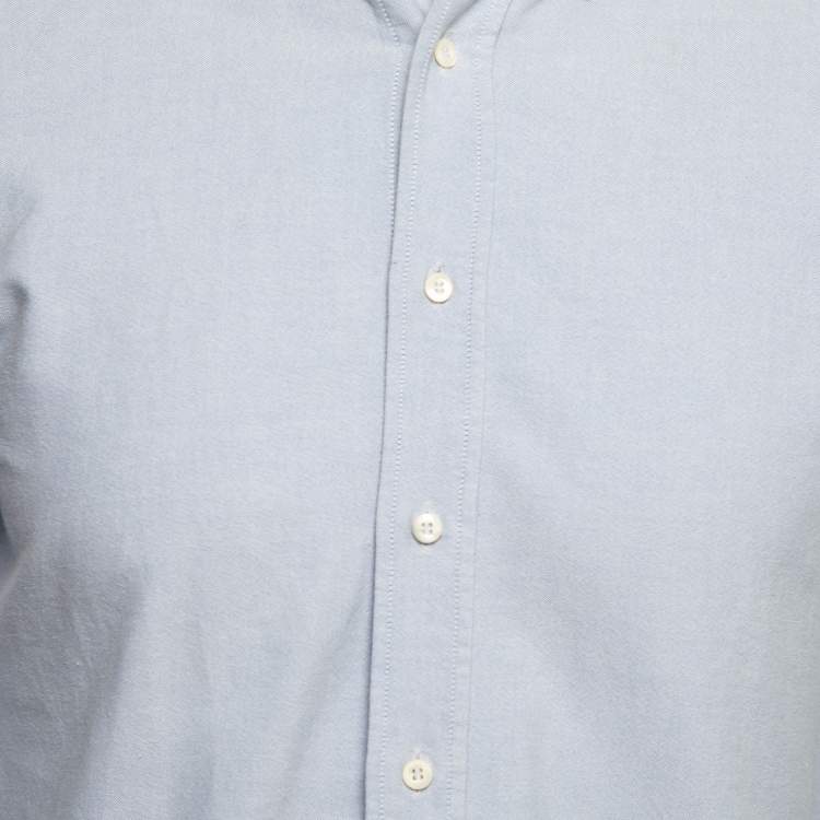Pre Owned Brunello Cucinelli Blue Cotton Button Down Leisure Fit Shirt S