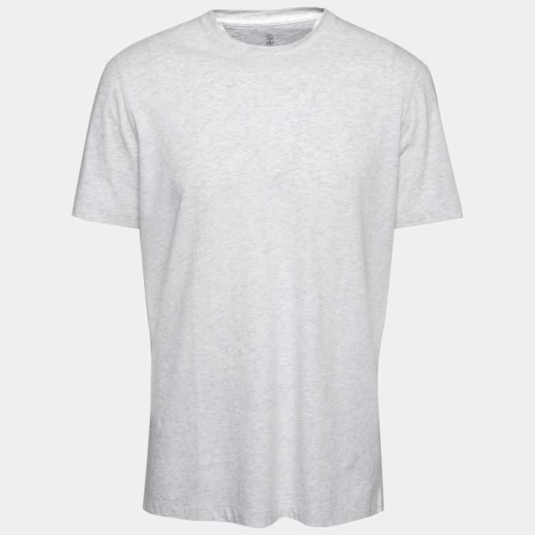 Pre Owned Brunello Cucinelli Grey Cotton Short Sleeve Slim Fit T-Shirt XL