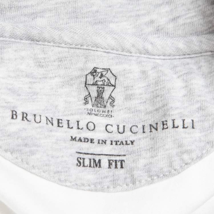 Pre Owned Brunello Cucinelli White Cotton Long Sleeve Slim Fit T-Shirt XL