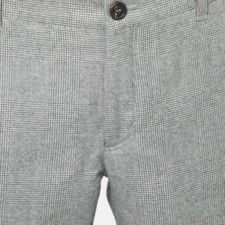 Pre Owned Brunello Cucinelli Grey Checked Wool Patch Pocket Detail Pants XL