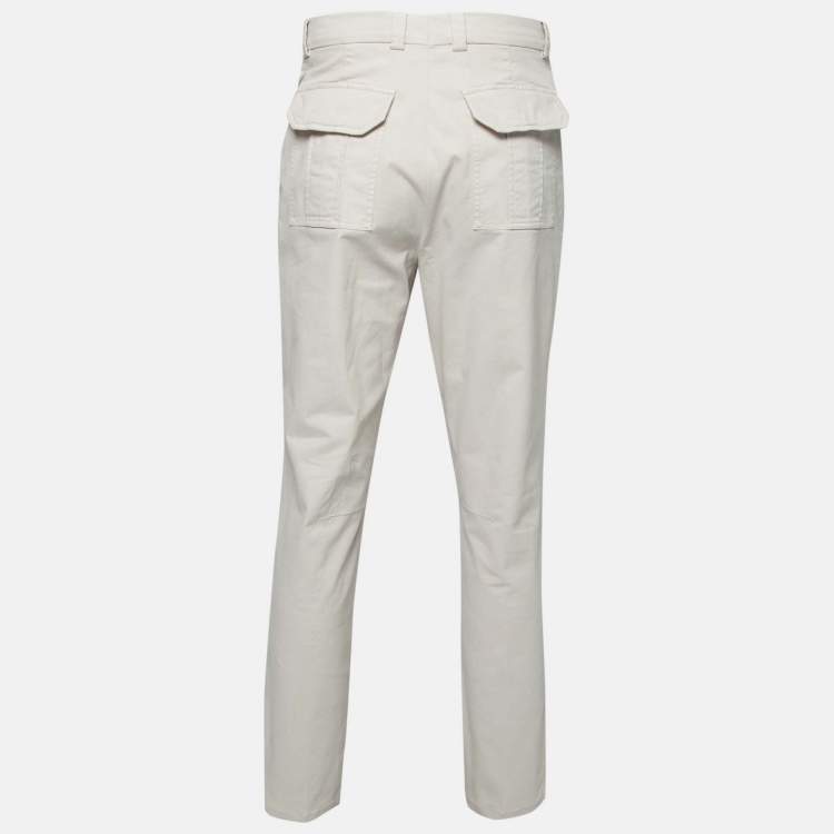 Pre Owned Brunello Cucinelli Light Beige Cotton Leisure Fit Pants XL