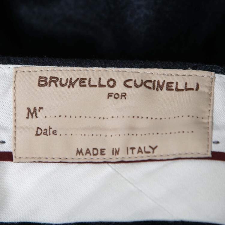 Pre Owned Brunello Cucinelli Navy Blue Wool Pants XL