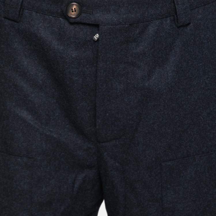 Pre Owned Brunello Cucinelli Navy Blue Wool Pants XL