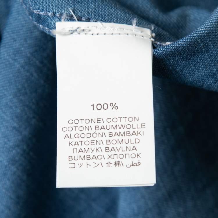 Pre Owned Brunello Cucinelli Blue Cotton Slim Fit Shirt M