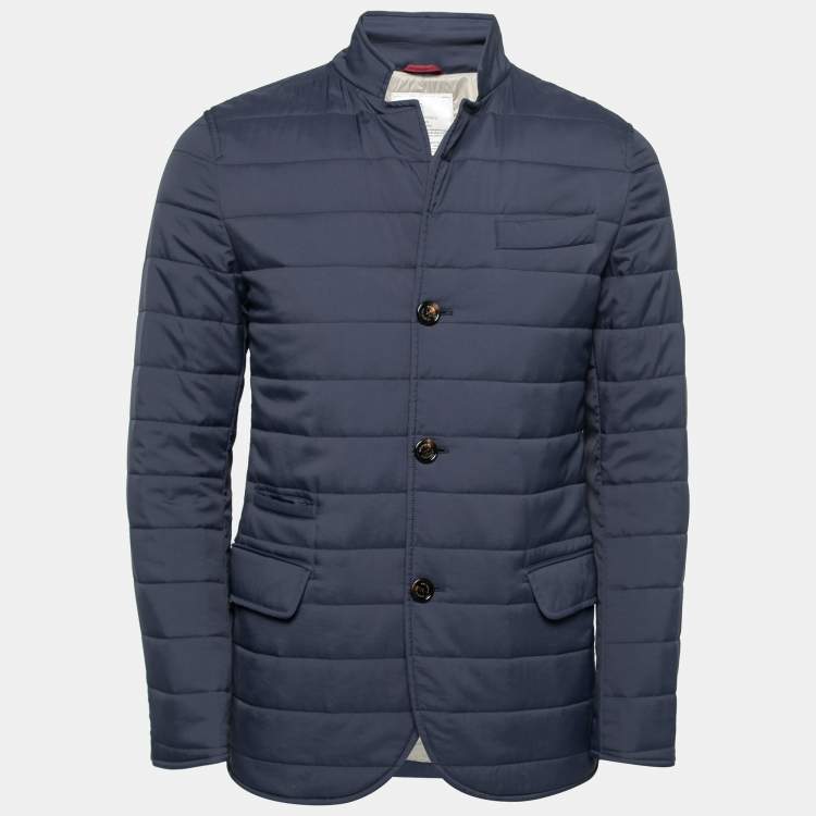 مملوكة مسبقًا Brunello Cucinelli Navy Blue Synthetic Quilted Jacket XS   