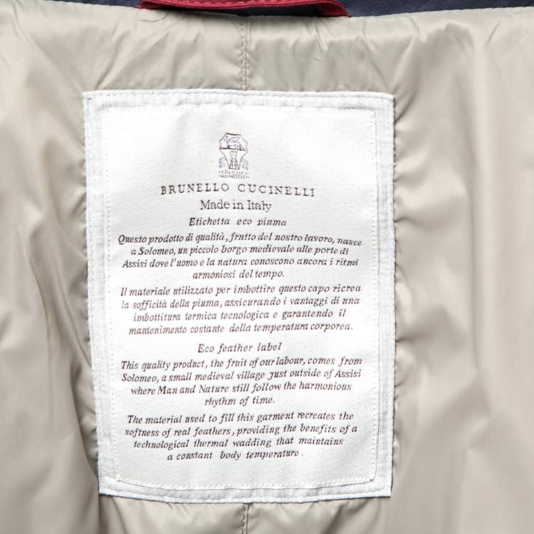 مملوكة مسبقًا Brunello Cucinelli Navy Blue Synthetic Quilted Jacket XS   