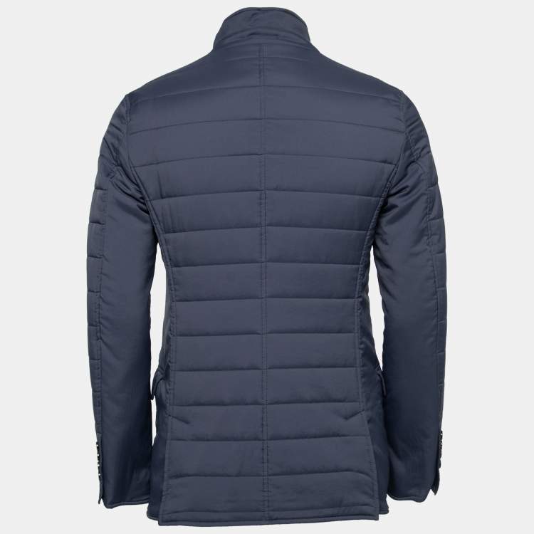 مملوكة مسبقًا Brunello Cucinelli Navy Blue Synthetic Quilted Jacket XS   